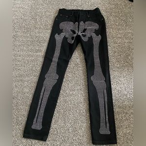 mnml skeleton rhinestone jeans